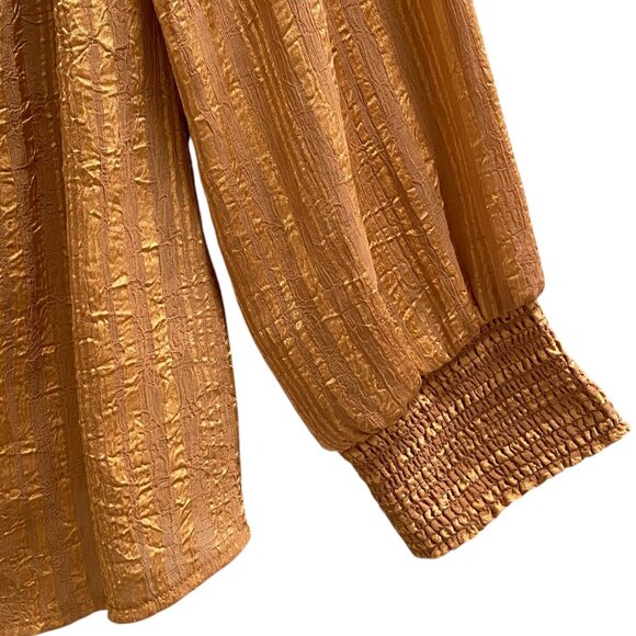 NWT Soft Surroundings Jocelyn Striped Popover Shirt Sz L Gold Boho Chic Office - Picture 2 of 15